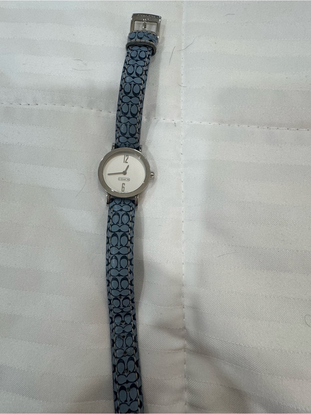 Coach Blue Signature Pattern Leather Strap Women's Watch